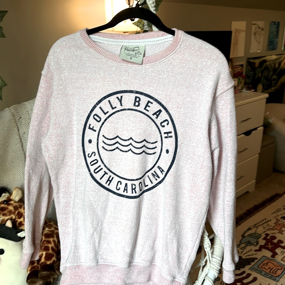Soft pink crew neck folly beach South Carolina